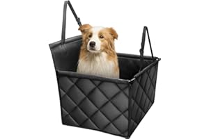 Looxmeer Pokrowiec na fotel samochodowy dla psa, fotelik samochodowy dla małych i średnich psów, pogrubiony pokrowiec na siedzenie dla psa z pasami bezpieczeństwa, odporny na zachlapanie, odporny na zarysowania, kolor czarny