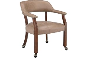 PADMA HOUSE Vintage retro fåtölj, stoppad fåtölj, ventilerande läder, matrumsstol, datorstol, avtagbara hjul, sminkstol, bokf
