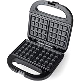 Progress Double Waffle Maker - Electric, Non-Stick Cooking Plates, Belgian/American Waffle Maker, Automatic Temperature Contr
