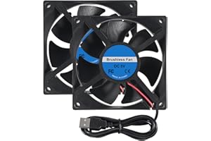 DORHEA Lot de 2 ventilateurs 8025 80 x 80 x 25 mm CC 5 V 80 mm x 25 mm, ventilateur de refroidissement sans balais à roulement à billes 80 mm pour refroidissement à monter soi-même, ventilateur de boîtier