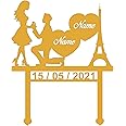 Ubuntu ® - Presenting Customize Cake Topper/Wadding - Engagements Custom Stuff's/Fine Laser-cut MDF wood Item - (Pack of 1) - (Pearl Gold 01, Wood Style 2)