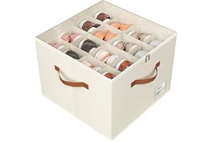 Storivo Shoe Organiser - Shoe Storage Organiser Box with Zipable Clear Cover, Adjustable Dividers Shoes Boxes Storage Fits16 Pairs - for Boots Heels Sneakers - white