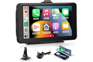 Hodozzy Wireless Carplay Screen for Car, 7 Inch Portable Android Auto Touch Screen Car Stereo, Portable Car Radio with Bluetooth, GPS Navi, Mirror Link, Voice Control, FM Transmitter, AUX/TYPE-C