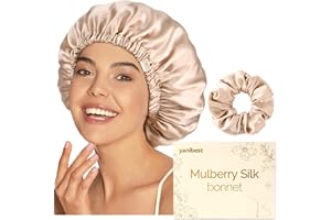 Yanibest 22 Momme 100% Mulberry Silk Bonnet for Sleeping, Double Layer Sleep Cap Hair Wrap for Women, Natural Silk Hair Bonnet with Scrunchie