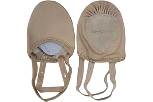 DANCEYOU Leather Pirouette Stretch Canvas Dance Shoe Lyrical Ballet Jazz Tuners Half Sole for Girls Women Boy Men