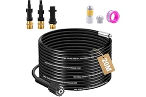 DRUUZYL 20M Tubo di Sonda Sturatubi per Idropulitrici Kärcher K2 K3 K4 K5 K6 K7 Sonda Sturatubi per Idropulitrice, Kit Buse di Pulizia Tubi di Scarichi 180bar Compatibile Lavor Parkside e Bosch