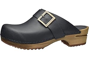 Sanita Urban | Zoccoli Aperti da Donna | Zoccoli in Pelle con Suola in Legno | Prodotto Originale Fatto Mano | Suola sostenibile