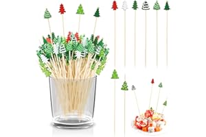 BORISCA 100 Piezas Palillos Navidad para Aperitivos, 12 CM Palillo para Brochetas de Frutas 8 Estilos Palitos de Cocktail Natal Brochetas Navidad para Aperitivos Cóctel Frutas Sándwich Barbacoa (B)