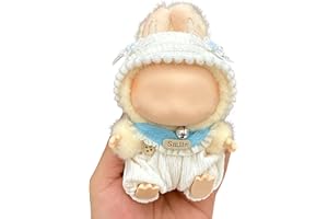 SKYJOY Labubu Puppenkleidung 17cm - Süßes Streetwear-Set mit Kapuzenpulli + Hose + Zubehör - Passend für Labubu 1. 2. 3. Generation/Stehpose/Sitzpose Geeignet für: pop mart/Labubu(F38)