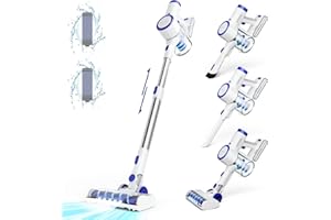 ‎ORFELD ORFELD Akku Staubsauger, 23000Pa, Leicht Kabelloser mit Wandhalterung & LED Bürste, Bis zu 40 Min, Ultraleiser Akkusauger für Hartböden Teppich Tierhaare