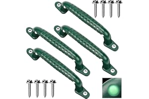 WWFFEN 4ER Leuchtende Klettergriffe,rutschfeste Kunststoffgriffe Kind Indoor Outdoor sichere Klettergerüste,für Spielplätze Baumhäuser Spielhäuser Doppelstockbetten Reckstangen,Grün