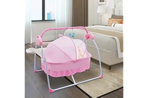 DSYOGX Columpio eléctrico para bebé con 5 ajustes de velocidad y 12 música integrada Bluetooth para bebés de 0 a 18 meses, capacidad de carga de 0 a 25 kg (rosa)