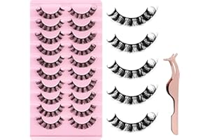 CICIING 10 par sztucznych rzęs 3D, naturalne sztuczne rzęsy z klipsem, rzęsy D Curl rosyjskie rzęsy do makijażu oczu (A)