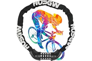 HUSGW Lucchetto Bici, Lucchetto per bicicletta a 5 cifre, Catena Bicicletta Antifurto, Lucchetto Bicicletta con Combinazione per Catena Moto Monopattino(4mm 83cm)