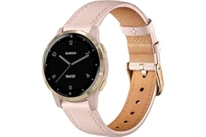 Issinlky echtes Lederarmband kompatibel Garmin Venu 2S/Venu 3S,Vivoactive 4S,Garmin Vivoactive 3S,18mm Armband für Fossil Women's Gen 5E 42 mm, Gen 6 42 mm, Fossile Q Venture Gen 3/Gen 4