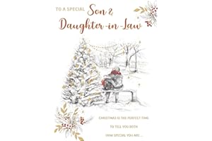 Piccadilly Greetings Christmas Card To a Special Son & Daughter In Law Forest Cuddle - 9 x 6 inches