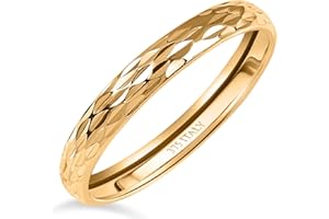 TJC Gold Rings for Women Diamond Cut Wedding Band Ring for Ladies in 2mm Width White and Yellow Gold | Gold Band Rings for Men | Court Wedding Band Ring for Mens