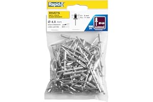 RAPID, 5000382, Rivets Standard, ø 4,8 x 16 mm, 100 Pièces, Forêt inclus Gris, ø4.8 mm