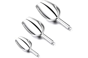 Eisschaufel 3er-Set, HaWare Edelstahl Abwiegeschaufel Mehlschaufel Futterschaufel Sackschaufel Abfüllschaufel für Küche, Bar, Buffet, Party, Garten, Vielseitig & Spülmaschinenfest - 3/5/8 Unzen