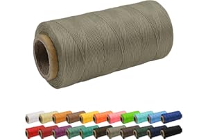 Uiopa 1mm x 260m Wachsfaden, 150D Flache Sattlergarn Ledergarn Gewachst, Leder Nähen Faden Gewachste Schnur für Lederhandwerk, Buchbinderei, Schuhreparatur, Schmuck