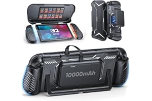 FASTSNAIL Schutzhülle für Switch 2 mit 10000 mAh PD 20 W Schnelllade-Powerbank, Case Hülle mit Frontabdeckung für Switch 2 Joycon, Abnehmbare JoyCon2-Schutzhülle, Fasst bis zu 12 Spielkarten