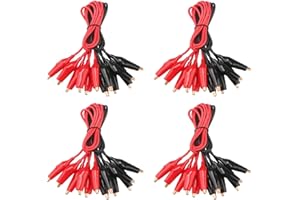 DOLASO 40 Pcs Crocodile Clips, Small Alligator Clips with Wires Electrical Multimeter Test Leads, Multimeter Leads, Multimeter Crocodile Clips, Mini Test Leads with Alligator Clips Red & Black, 50cm/19.7inch