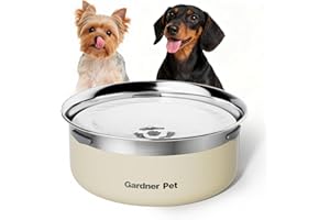 Gardner Pet Cuenco Agua Perro Antigoteo, 2L Cuenco para Perros de Acero Inoxidable a Prueba de Derrames, Antiatranque para Perros de Tamaño Grande, Adecuado para Interior y Exterior, Blanco