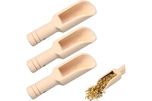 PATELAI Lot de 3 mini cuillères en bois, mini cuillère de bain, cuillère à bonbons en bois pour miel, épices, sucre, crème glacée, poudre essentielle