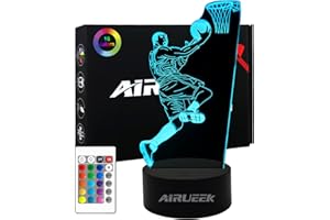 AIRUEEK Luce Notturna da Basket per Bambini, Lampada da Illusione 3D LED, Telecomando 16 Cambia Colore Dimmerabile, Regali Ragazzi Arredamento Camera da Letto, in ABS
