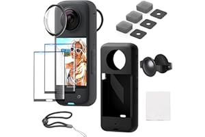 CINSERSR 5 Screen Protector Piece Set for Insta 360 X4 Accessories Lens Protector for Insta 360 X4 Case with Noise Reducing Sponge Silicone Cover Protective Film Black