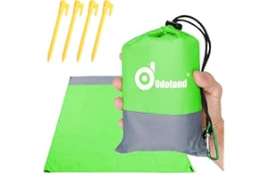 Odoland Picknickdecke Stranddecke 200 * 140 cm mit 4 Heringen Ideal für den Park Wandern Reise und Camping Grün