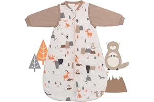 schlummersack Slumbersac Sacco nanna Tog 2.5 110 cm Animali di montagna | Sacco nanna annuale 18-36 mesi cotone | Sacco a pelo bambini maniche rimovibili
