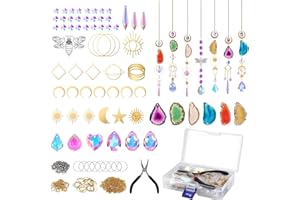 Acidea DIY Suncatchers Kit, Sun Catchers Making Kits Crafts for Adults, Crystal Suncatcher with Agate Slices Light Catcher with Hanging Prism Suncatcher for Indoor Window Garden Festival Decor