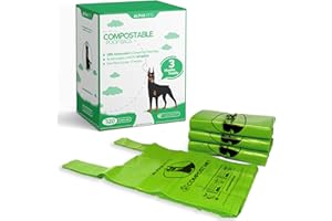 Alpha Pets Compostable Dog Poo Bags With Easy-Tie Handles - 320 Medium-Large Biodegradable Cornstarch Pet Waste Bags - 3 Month Supply With Dispenser Box