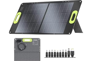 CTECHI Panel solar portatil de 100W, kit de cargador placa solar plegable, resistente al agua IP67 para estación de energía, energía fuera de la red, aventuras al aire libre y emergencia