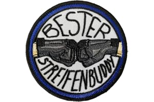 ‎POLIZEIMEMESSHOP Polizeimemesshop Bester Streifenbuddy Textil Patch mit Klett - Polizei - Buddy - Blue Line