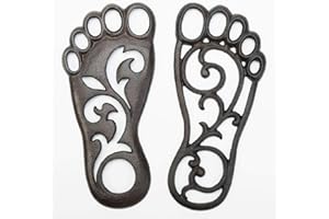 Sungmor Alfombra de Hierro Fundido Resistente – Estilo Retro Izquierda y Derecha Huella Puerta Delantera decoración del Suelo – Panel de césped Decorativo para jardín al Aire Libre