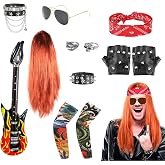 FASBET Disfraz de Rockera A&ntilde;os 80 Hombre Mujer Carnaval Disfraces A&ntilde;os 80 Punk Disfraz Rockero Hombre Mujer Punky Rock Disfra