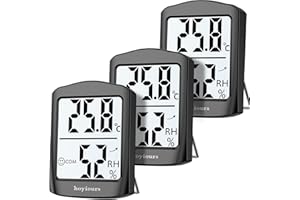 hoyiours Termometro Digitale Ambiente, 3 Pezzi Igrometro Professionale con Indicatore Smile, Misuratore di Umidità e Alta Precisione, Termometro da Casa Interno per Ufficio, Scuola, Serra, Nero