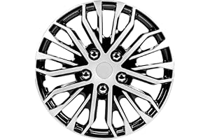 Pilot Automotive WH141-16S-B 16 Inch Apex Black & Silver Universal Hubcap Wheel Covers for Cars - Set of 4 - Fits Most Cars