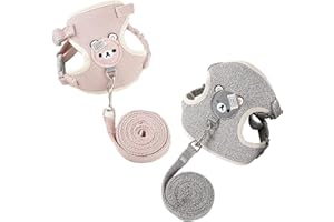 Taicols Pack of 2 Adjustable Lead for Rabbits, 120 cm Breathable Vest Harness, Soft Rabbit Harness, Cat Harness, Pet Lead for Bunny, Cat, Hamster, Pet, Walking, Outdoor (A)