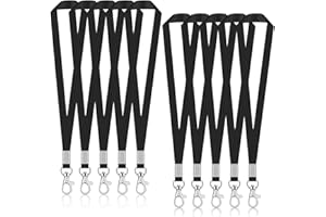 emperoch Smycz na klucze, 10 sztuk, smycze do biura, z obrotowym zapięciem, smycz na szyję, etui na dowód osobisty, klucze, dla kobiet i mężczyzn (czarna), czarny, 1