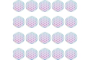 UNICRAFTALE 50 pcs 201 en Acier Inoxydable Filigrane Joiners Liens Multicolore Plat Rond avec Fleur de Vie Lien Gravé en Métal Embellissements Connecteur pour Bracelet Fabrication de Bijoux 40x0.2mm