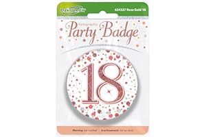 OakTree 3" Badge 18th Birthday Sparkling Fizz Rose Gold Holographic