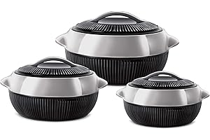 SQ Professional Fiesta Insulated Casserole Set 3pc 1-1.5-2.5L (Black-Silver)