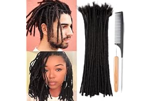 100% Cheveux Humains Dreadlocks Extensions 6 pouces Afro Kinky Noir 10 Brins 0.4cm Mode Crochet Tressage Cheveux Pour Femmes par Originea (6 pouces, 10 locs)