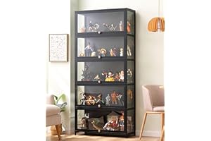 CHAANG vetrina espositiva vetrina soggiorno vetrinetta espositiva vetrina espositiva per collezionismo Struttura in bambù naturale, porta a battente, ermetica e antipolvere, facile da installare e facile da