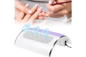 HOMBASING Nail Vacuum Cleaner, Professional Nail Vacuum Cleaner 80 W, Nail Dust Extraction Manicure Cleaning Equipment with 2 Fans and 2 Dust Bags for Nail Studio/Salon/Personal Manicure (White) (Purple)