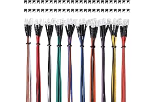 Lyeteung 50 Pièces 5mm 12V Diode LED Pré-Câblée Lumière, 10 Couleurs, 20cm Diodes Électroluminescentes Pré-Câblé + 50 Pièces 5mm Plastique Support LED