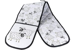 SPOTTED DOG GIFT COMPANY Double Oven Gloves Oven Mitts Heat Resistant for Kitchen with Sheep Gift for Animal Lovers Women Men Chefs Cooks Bakers